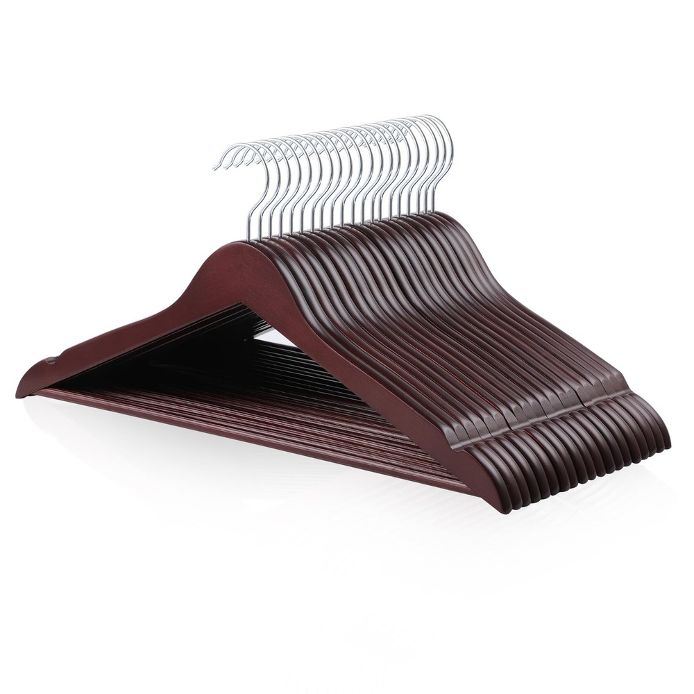 Amazon Basics Durable Wooden Suit Clothes Hangers, Closet 20-Pack, Cherry