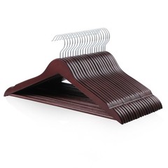 Amazon Basics Durable Wooden Suit Clothes Hangers, Closet 20-Pack, Cherry