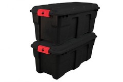 Hyper Tough Heavy Duty Storage Footlocker Lockable Plastic Black 17 Gallon