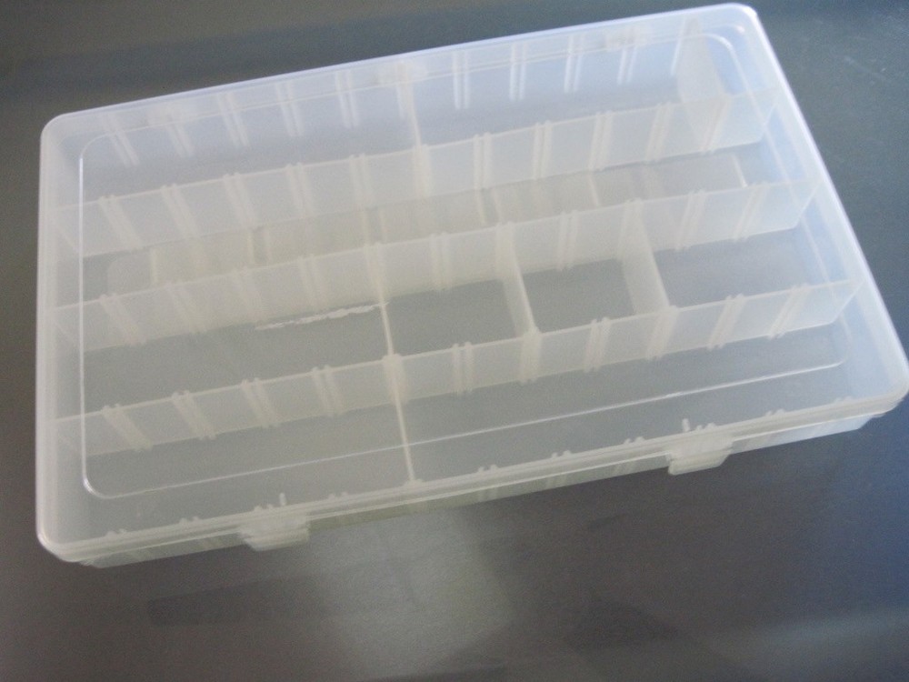Clear Plastic Organizer Container with Removable Dividers 14” x 9”x 1 2/3”