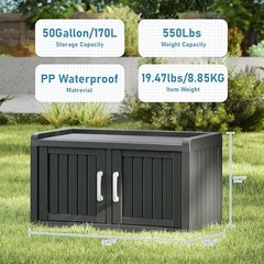 Waterproof UV-Resistant Shoe Storage Cabinet with Adjustable Shelves, Black