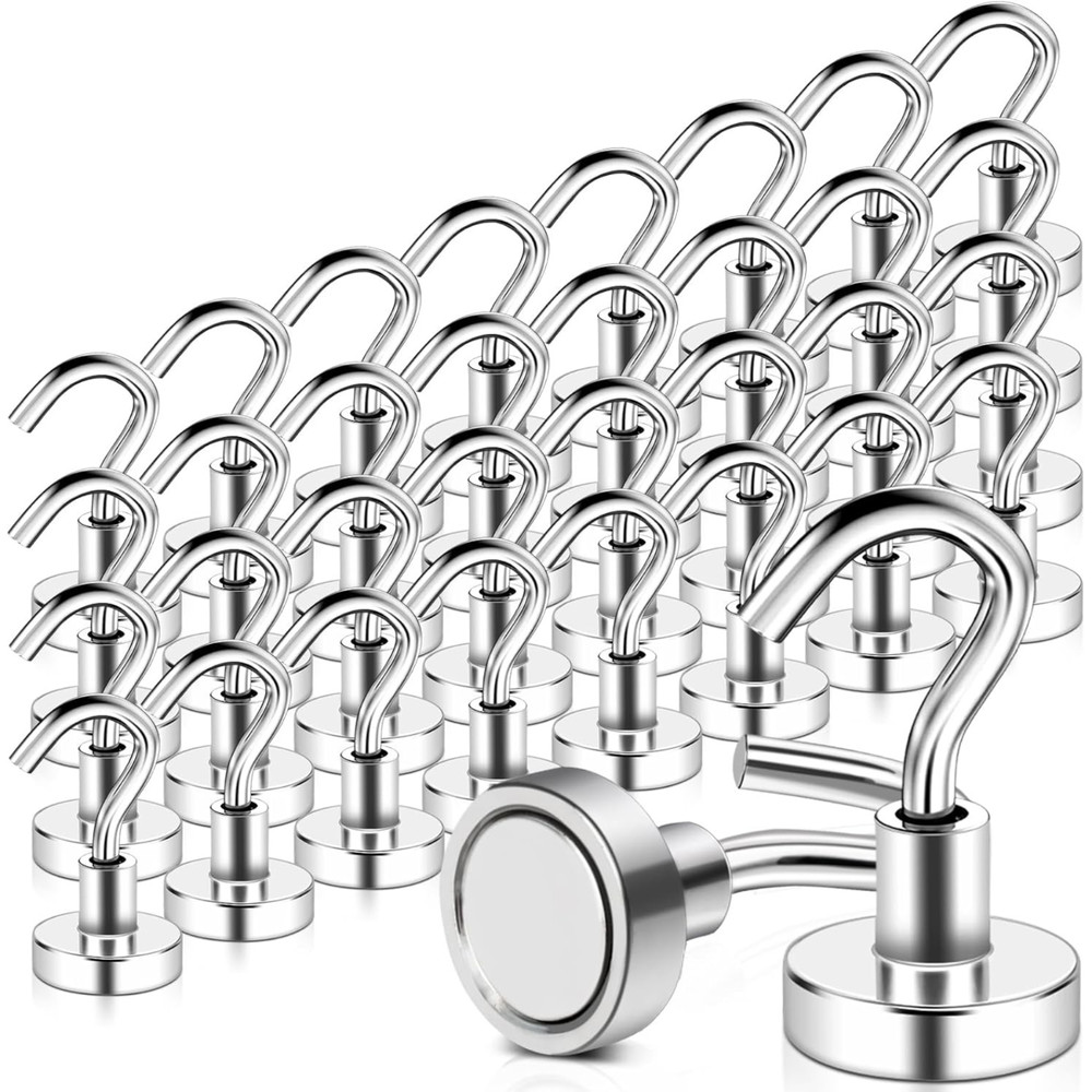 ​32 Pack Magnetic Hooks Heavy Duty 25 lbs Strong Magnets Hooks – Multipurpose