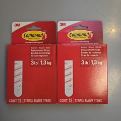 2 Packs of – 3M Command Medium Replacement Adhesive Strips (24 Strips Total) NEW