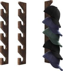 2PCS Wall Mounted Hat Rack for Baseball Caps – Vertical Organizer Brown-4pack