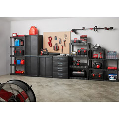Hyper Tough 5-Tier Black Plastic Shelf Unit, 68.8 H x 30 W x 13.88 D