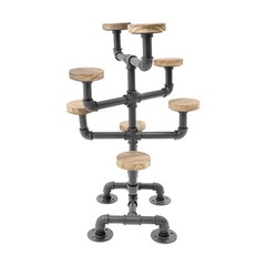 4 Tiers Industrial Hat Display Stand Hat Holder Rack with 8 Round Hangers Black