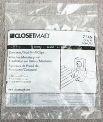 Closetmaid White Shelf Support Clips & Anchors Concrete or Stud Walls 12pk 7546