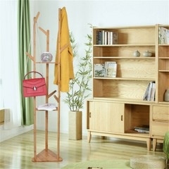 Solid Wood Floor Standing Hat Coat Jacket Hanger Storage Stand W/ Umbrella Rack