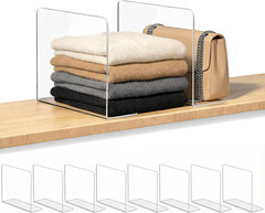 Shelf Dividers Acrylic Closet Organizers Universal Fit Tall 10 Inch 8 Pack