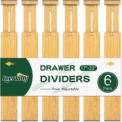 Kitchen Drawer Dividers 6 Pack Expandable Bamboo Organizers Large Adjustable