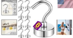 Compact 8 Magnetic Hooks with 25 LB Capacity for Easy Home & Cruise Organization