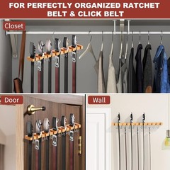 Belt Hanger for Closet Max 42 Belts, 2-In-1 Wall Mount Belt Organizer with 360°
