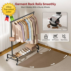 Heavy Duty Clothing Racks for Hanging Clothes Rack, 43″ Wide Rolling Garment Rac