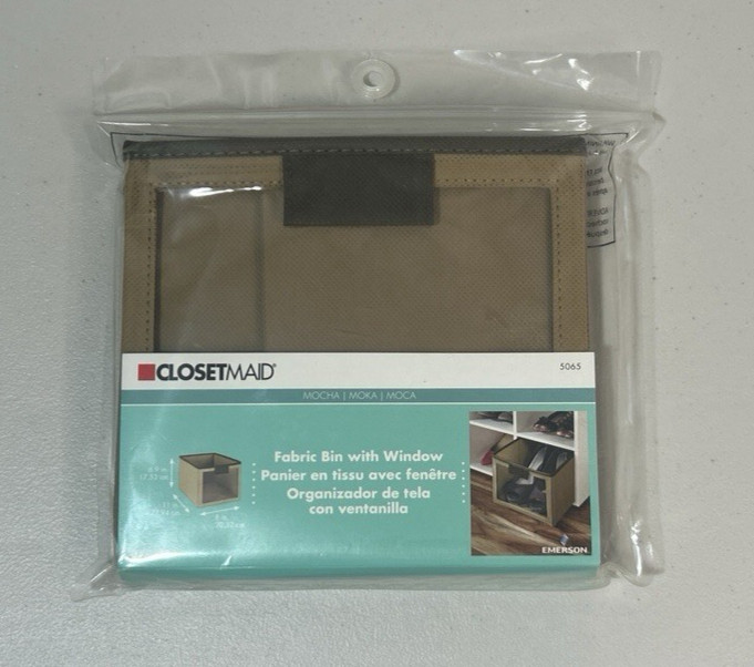 11 In. D X 6.9 In. H X 8 In. W Mocha Fabric Storage Bin with Window NEW
