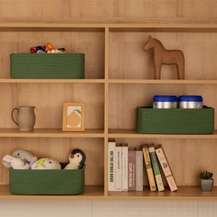 Large Shallow Organizing Baskets 15x11x5.1 Inches Rope Woven Storage Bins