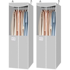 2 Pack Garment Bag for Hanging Clothes Closet, Hanging Garment Cover with Bui…