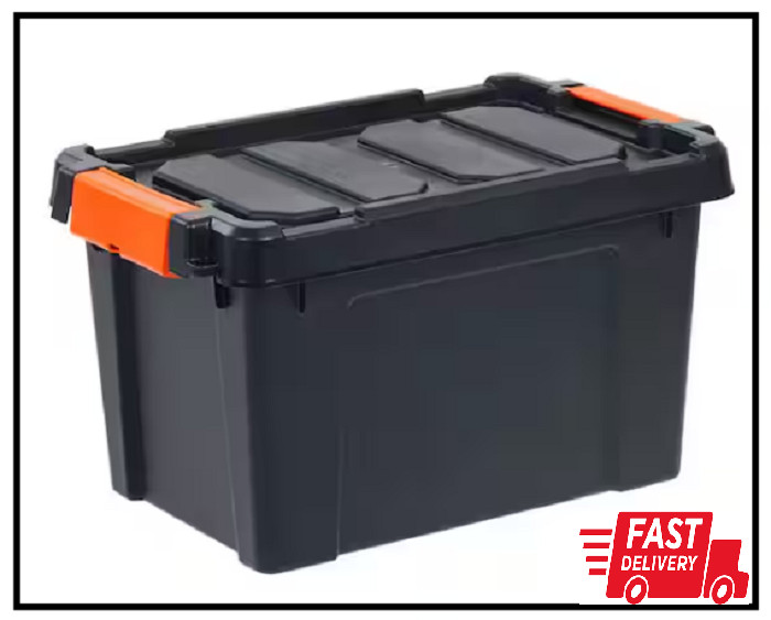 IRIS 20 Qt. Heavy Duty Totes Plastic Storage Box Organizer in Black