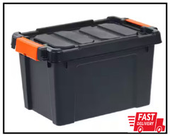 IRIS 20 Qt. Heavy Duty Totes Plastic Storage Box Organizer in Black