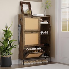 Ratten Shoes Cabinet with 3 Flip Drawers, Shoe Storage Cabinet for Entryway