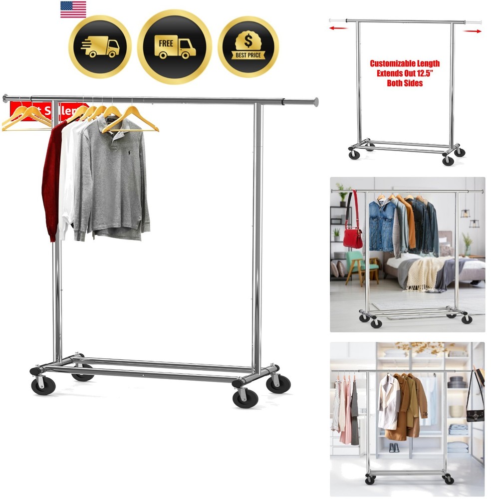 Heavy Duty Clothing Garment Rack, Holds Up to 150 lbs, 42 to 67 Inches Extend…