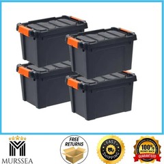 20 Qt 5 Gal Heavy Duty Stackable Storage Totes with Lids Black/Yellow 4-Pack