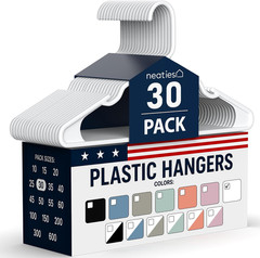 30 Pack Plastic Hangers – USA Made, 6Lb Capacity, Notched for Dresses & More