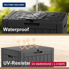 30 Gallon Outdoor Deck Box, Lockable Waterproof Outdoor Storage Boxes For Garden