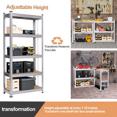 5 Tier Shelving Unit Adjustable Garage Storage Utility Rack Shelves