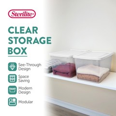 Sterilite 20Qt Storage Boxes, Clear Plastic Containers with Lid, Set of 6, White