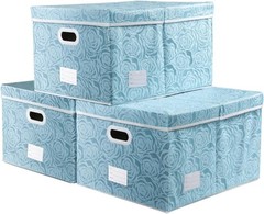Large Collapsible Storage Bin with Lid 17.7″, Fabric Cube Organizer