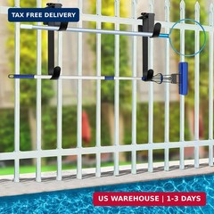 2 Pcs Double Pool Fence Hooks for Pool Equipment, Adjustable Pool Pole Hanger Ru