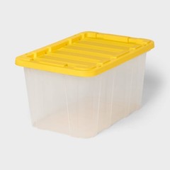 27gal Heavy Duty Storage Tote Clear with Yellow Lid