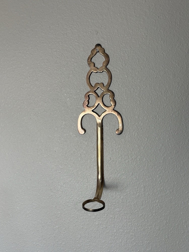 Brass Traditional Decorative Wall-Mounted Hook, Gold Tone Single Hook
