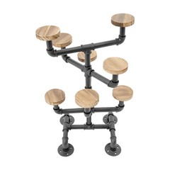 4 Tiers Industrial Hat Display Stand Hat Holder Rack with 8 Round Hangers Black