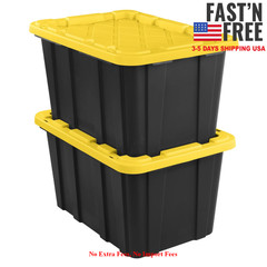 6 Pack Large Storage Bin 27 Gallon Durable Plastic Storage Tote Snap-On Lid