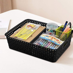 Stylish Black 4-Pack Plastic Storage Baskets for Paper & Organization
