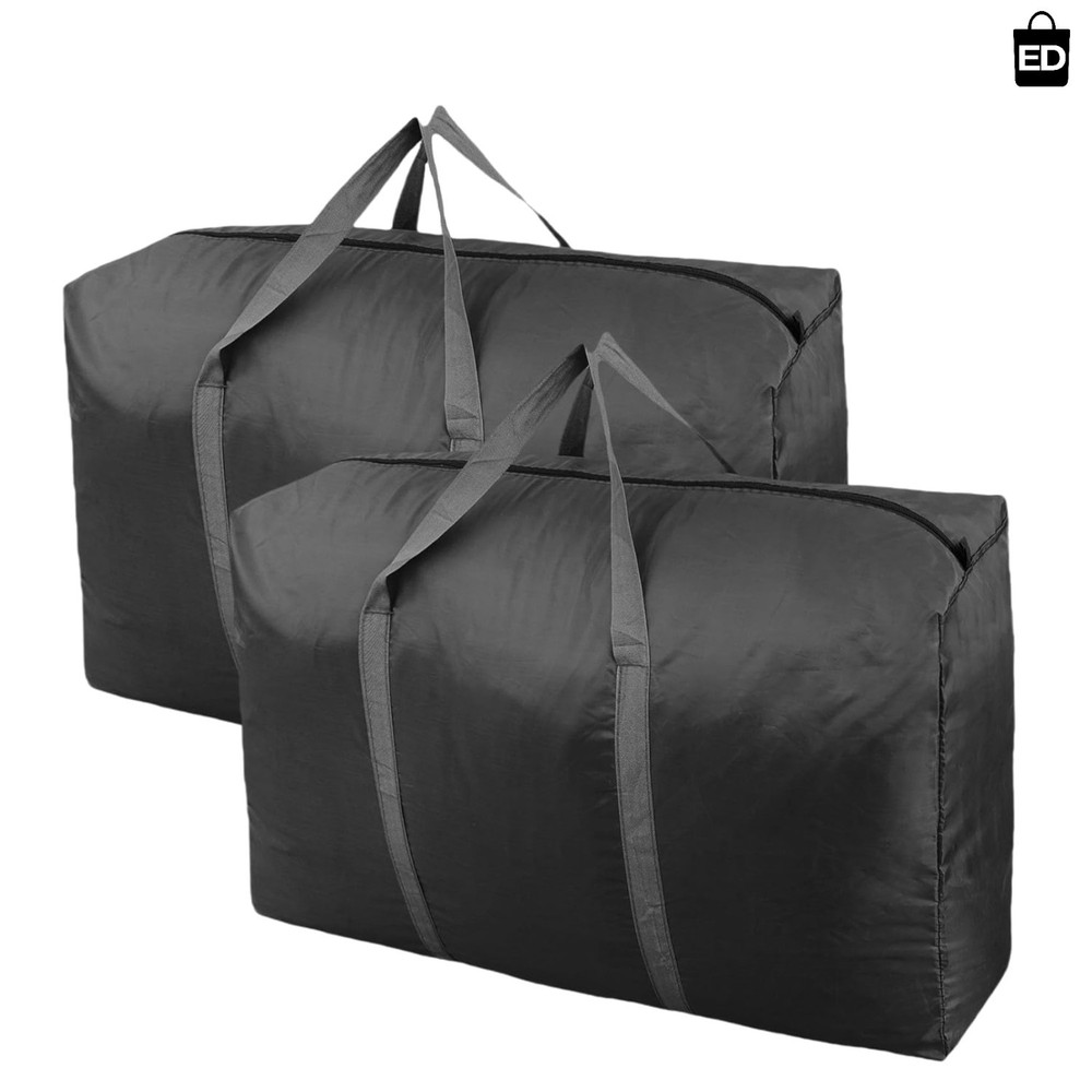 Extra Large Duffle Travel Bag 100L Storage Foldable Camping Black New (2 Pack)