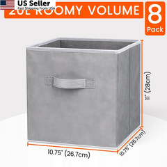 Criusia Storage Cubes – 11 Inch Heavy Duty Fabric Medium -11 inches, Grey