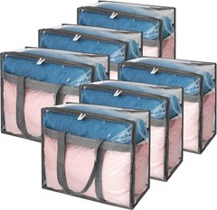 6 Pack Clear Clothes Storage Bags PVC Organizers with Reinforced Handle 18X15X9