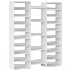 59 In. H X 47 In. W White Wood Shoe Storage Cabinet, Large Shoe Organizer Rack f