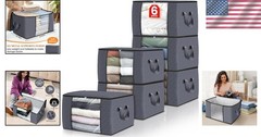 6 Count Fabric Storage Bags – Ideal for Clothes and Blanket Organization