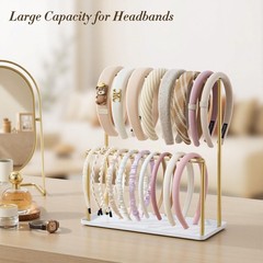 Headband Holder Organizer Metal 2-Tier with Tray: Hair Accessories Display Stand