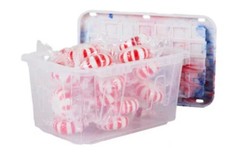 5x Lowe’s Teeny Tote Mini Plastic Totes. Clear w/ Tye Dye Lids – FREE S&H