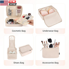 8 Set Packing Cubes Luggage Packing Organizers for Travel Accessories-Cream