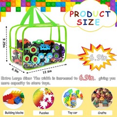 6 Colors Widen X-Large Storage Bags 12.6×9.25×6.9In with Labels, Reusable Clear
