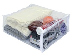 10-Pack Heavy Duty Vinyl Zippered Closet Square Storage Bags Clear 9″ x 11″ x 4″