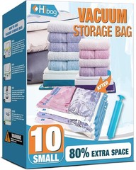 Durable PA+PE Vacuum Seal Bags – 10 Small Bags with Pump for Travel & Storage