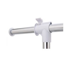 Heavy Clothes Hanger Adjustable Height Rolling Garment Rack Metal Chrome White