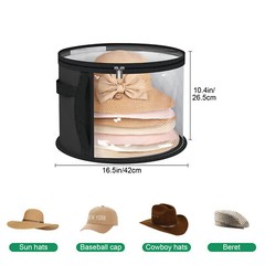 2pcs Hat Storage Box, Foldable Round Cowboy Hats Organizer Carrier Case Holder