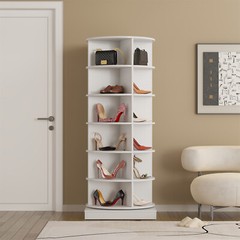 6 Tier Rotating Shoe Rack Tower 360° Spinning Shoe Display Carousel